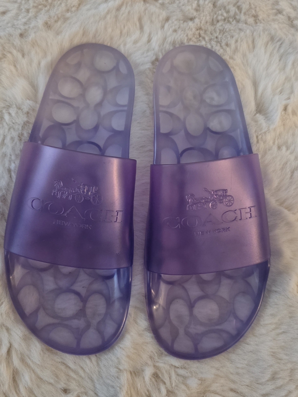 Coach Iridescent Lavender Slide Sandals